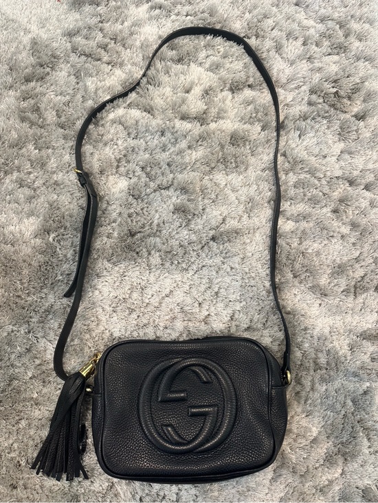 Gucci Handbags - Gucci Interlocking G Black Leather Soho Disco Crossbody with Tassel